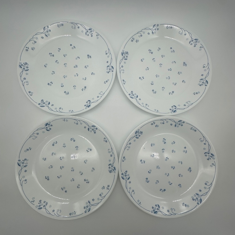 Corelle Corning Provincial Blue Dinner Plates 10 inch Set of 4 Blue White